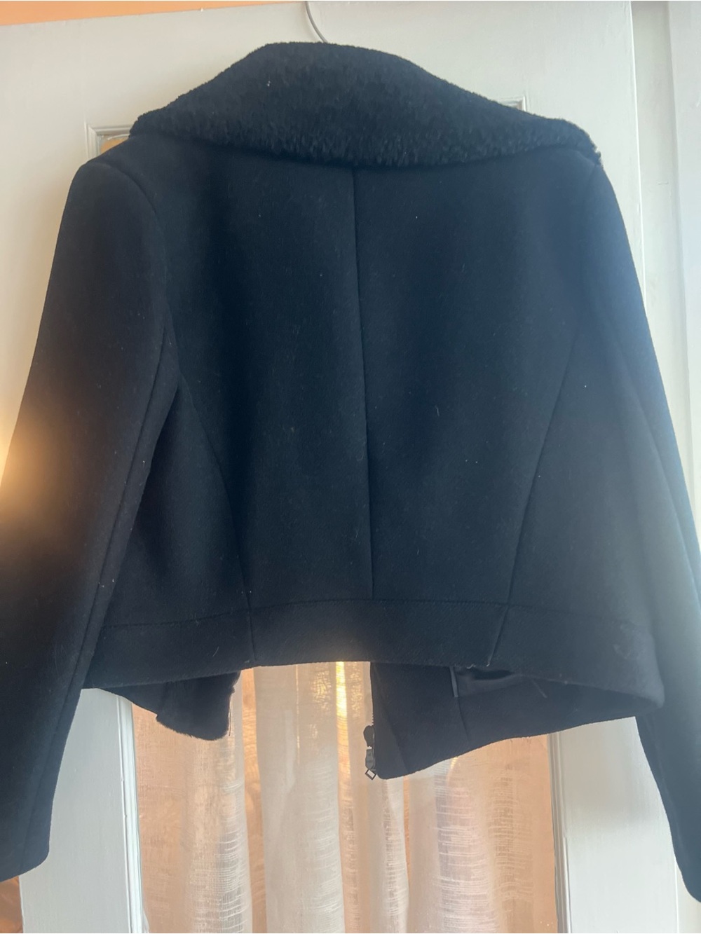 VINCE Black Shearling Collar Women's Jacket size XS - Picture 5 of 5